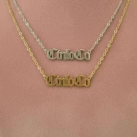 Two necklaces with 'ChloCo' branding on a mannequin bust.