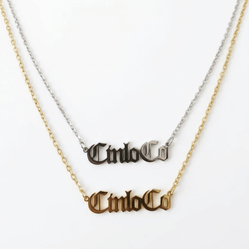 Customizable Old English Name Necklace - CinloCo