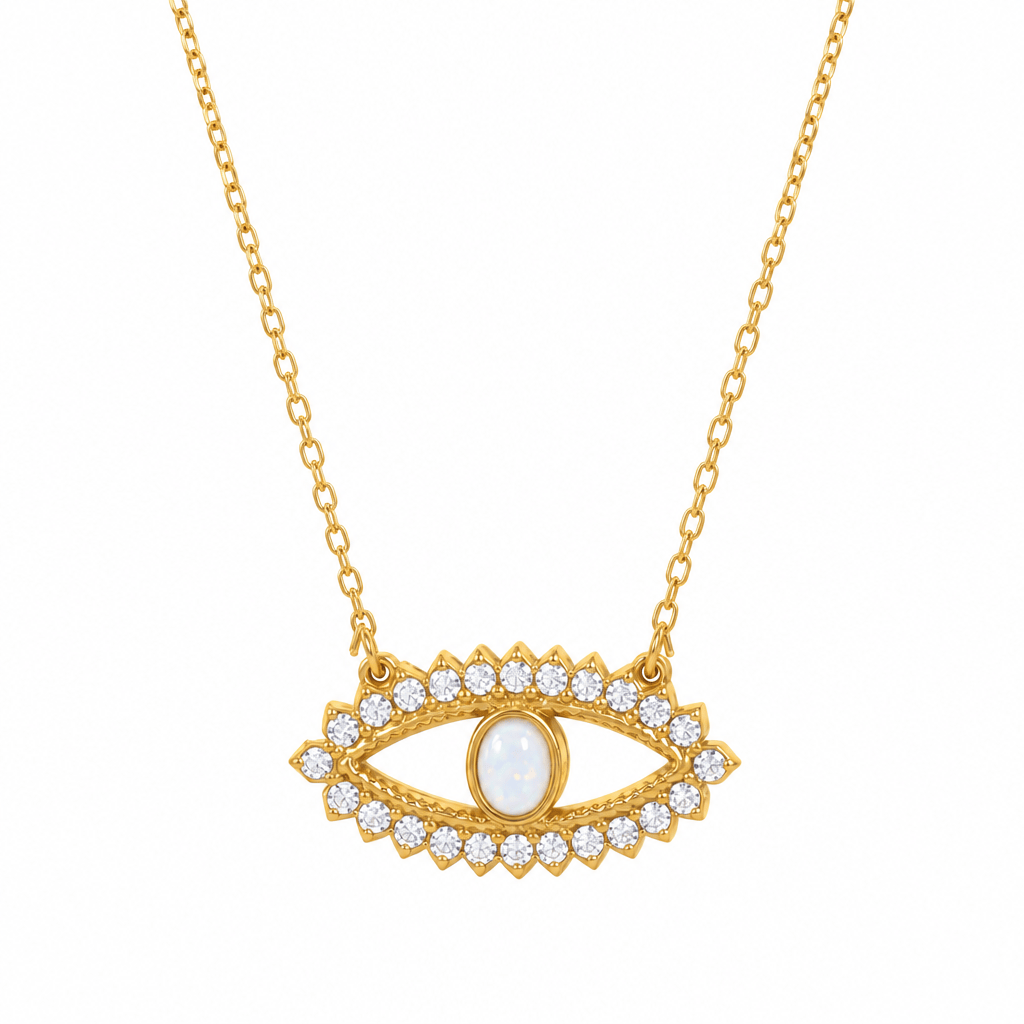 Energy Protection Godess Eye Gold Necklace - CinloCo