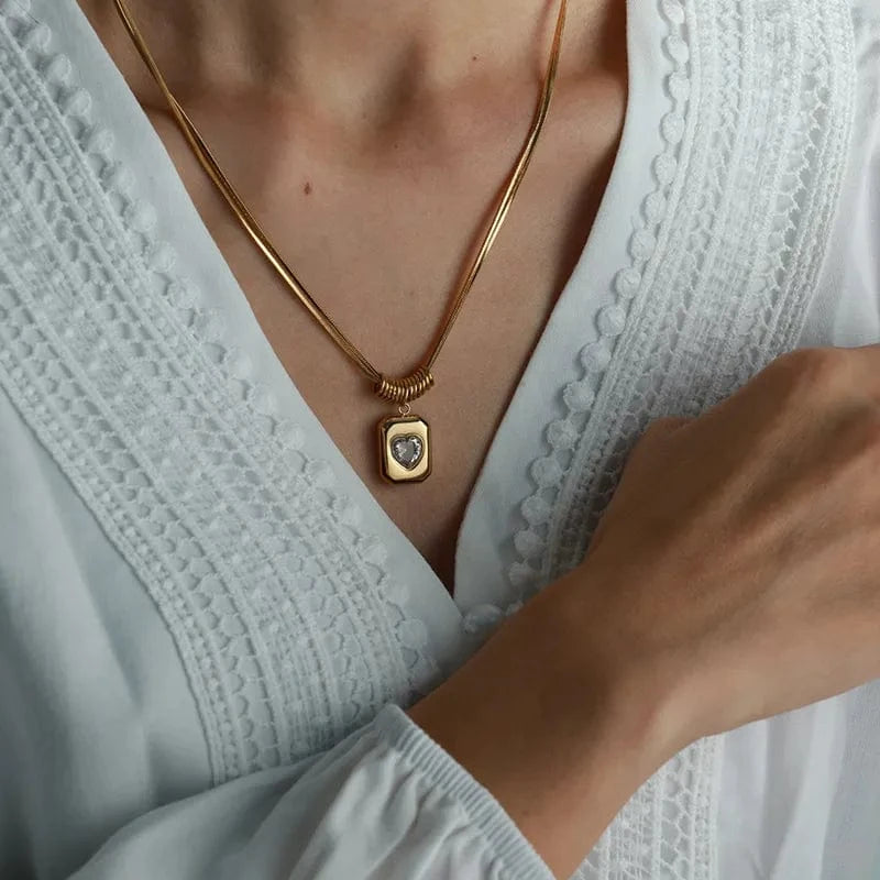 Heart Block Necklace - CinloCo