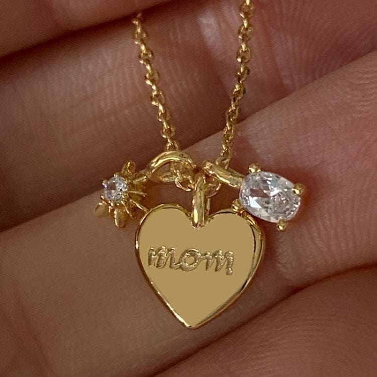 MOM Heart Dainty Gold Necklace - CinloCo