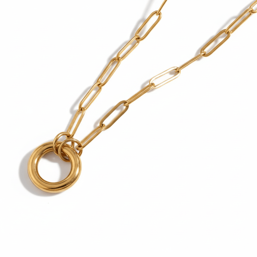 Paperclip Necklace with Charm Clasp