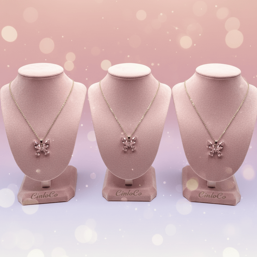 Sweet Pink Butterfly Necklace