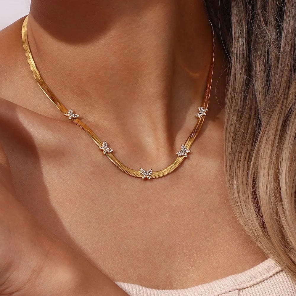 Butterfly Herringbone Choker - CinloCo