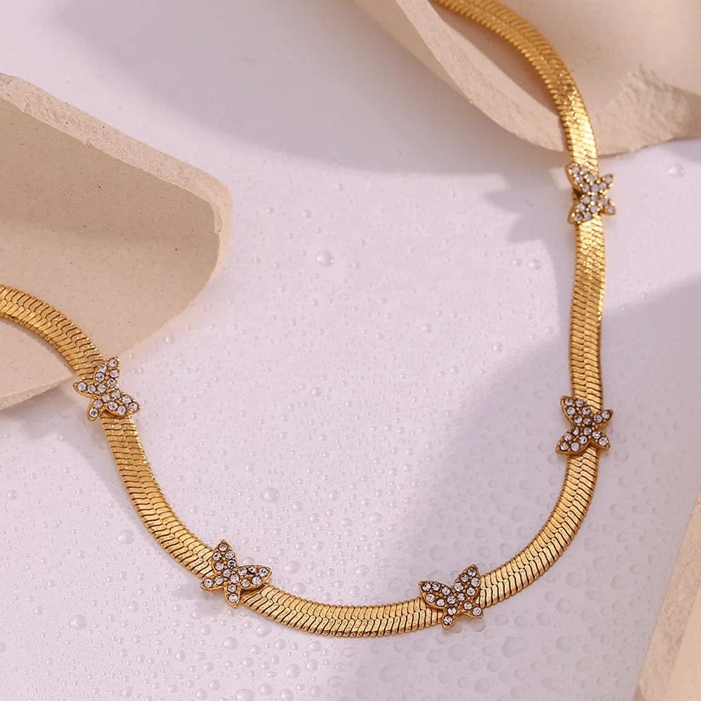 Butterfly Herringbone Choker - CinloCo