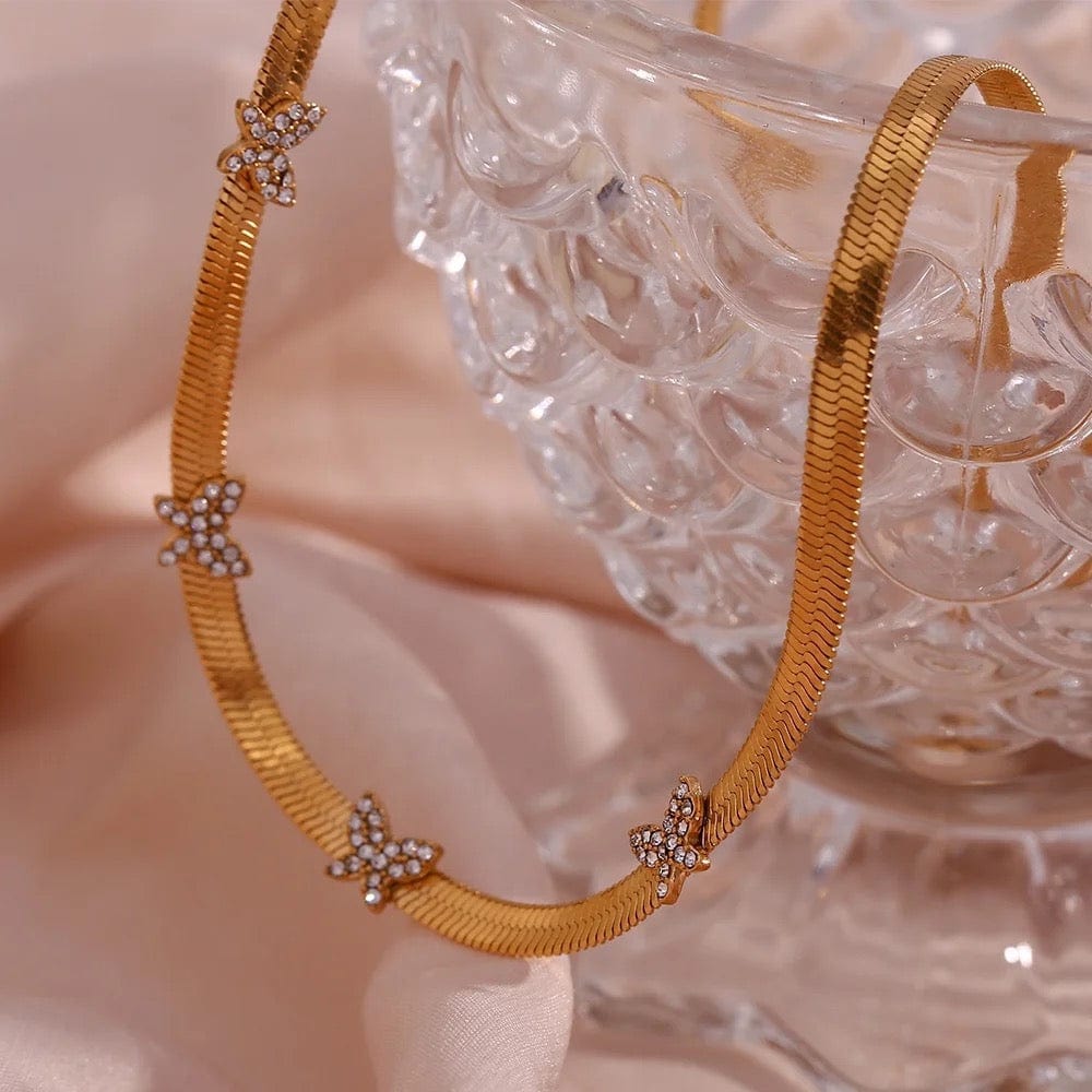 Butterfly Herringbone Choker - CinloCo