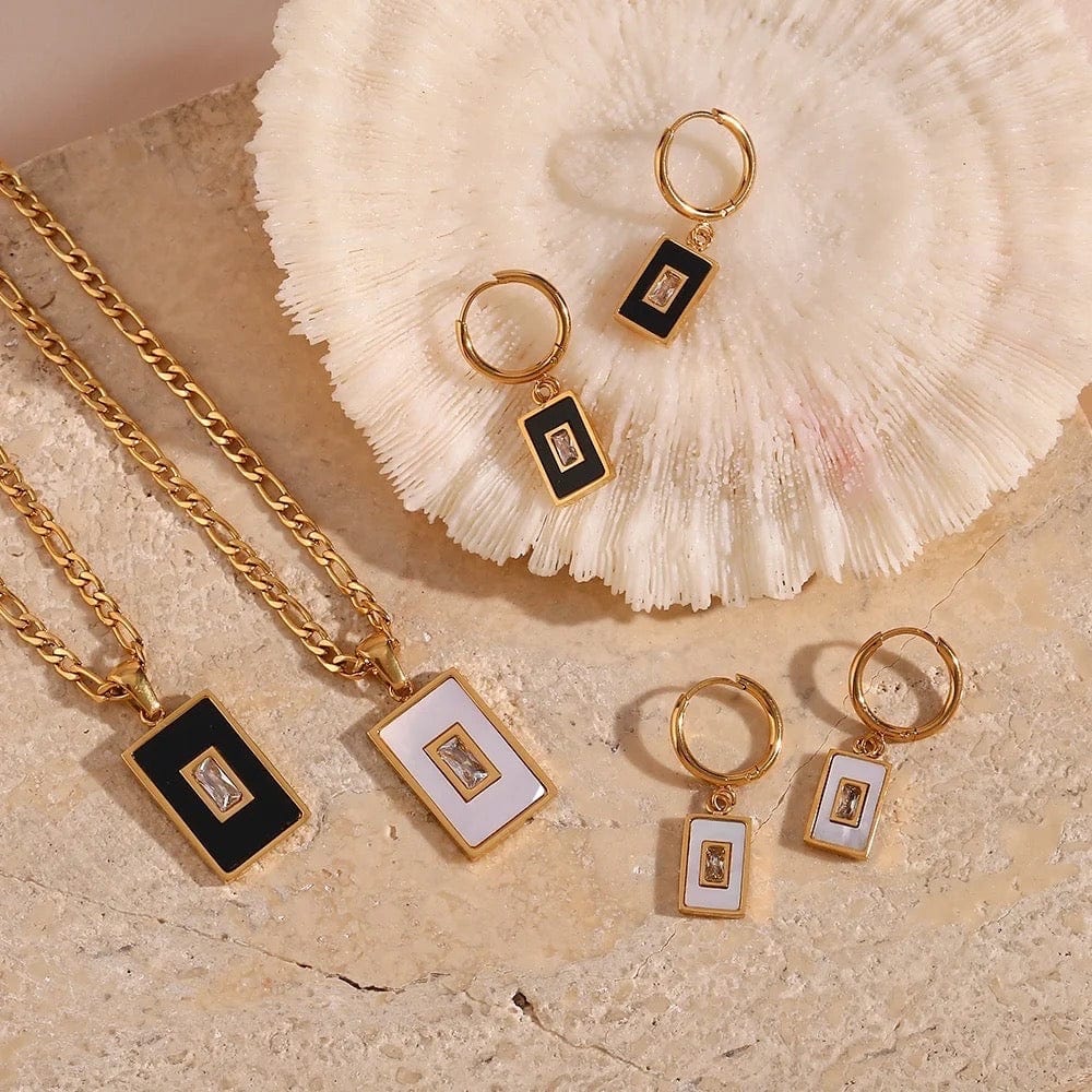 Vintage Square Acrylic Zircon Pendant Necklace - CinloCo