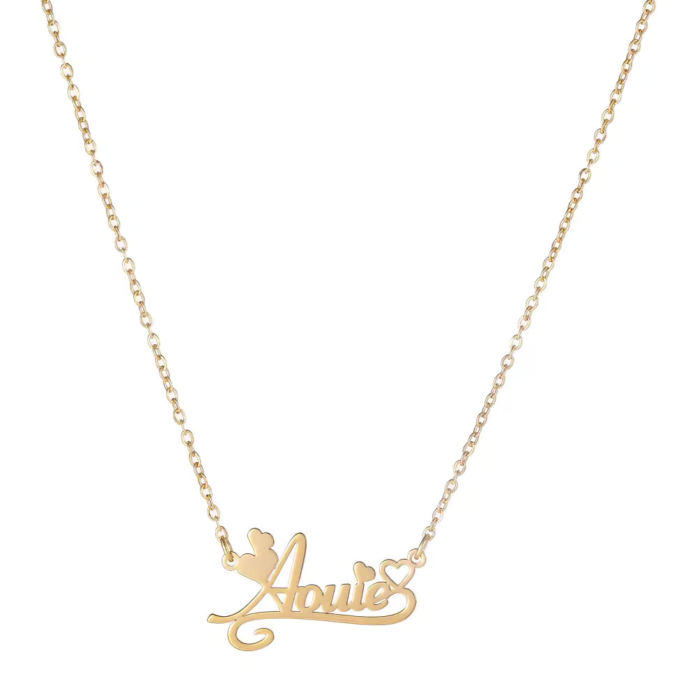 CinloCo Gold Character & Heart Name Necklace