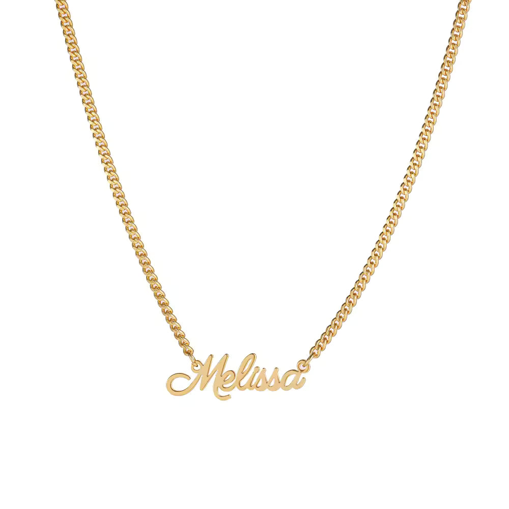 CinloCo Gold Cuban Link Name Necklace