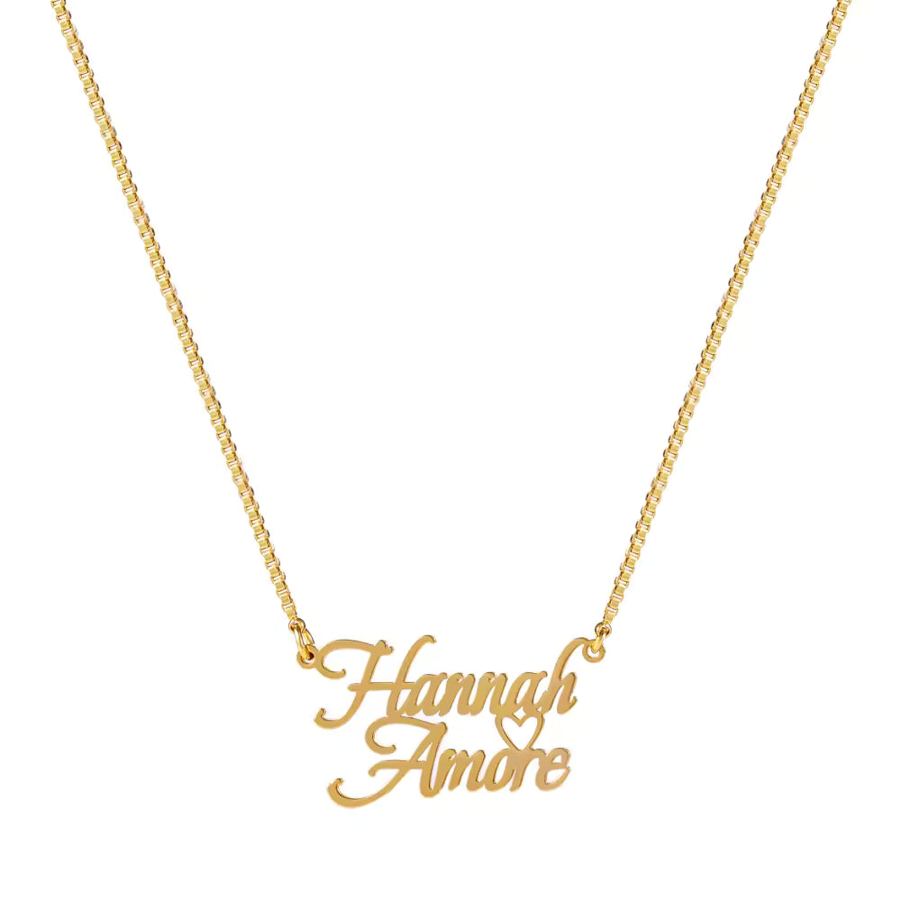 CinloCo Gold Double-Layer Name Necklace