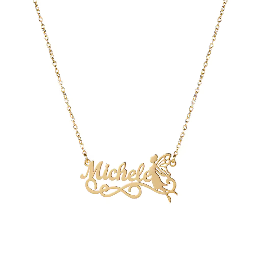 CinloCo Gold Fairy Name Necklace