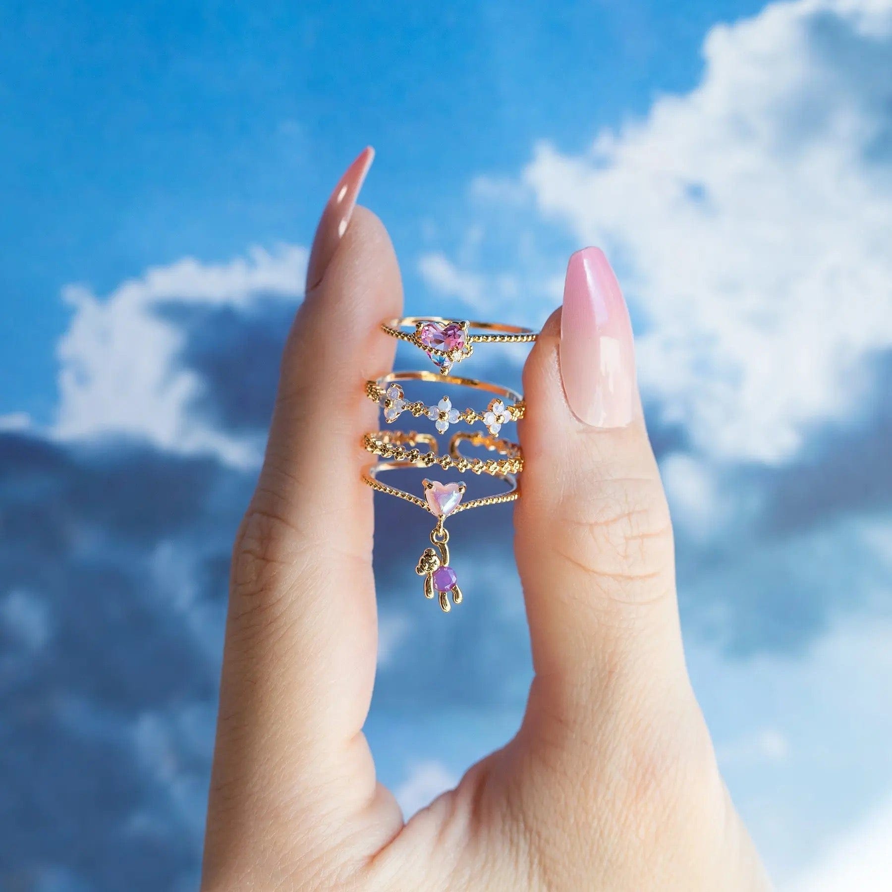 Dreamy Pastel Pink Flower Ring - CinloCo