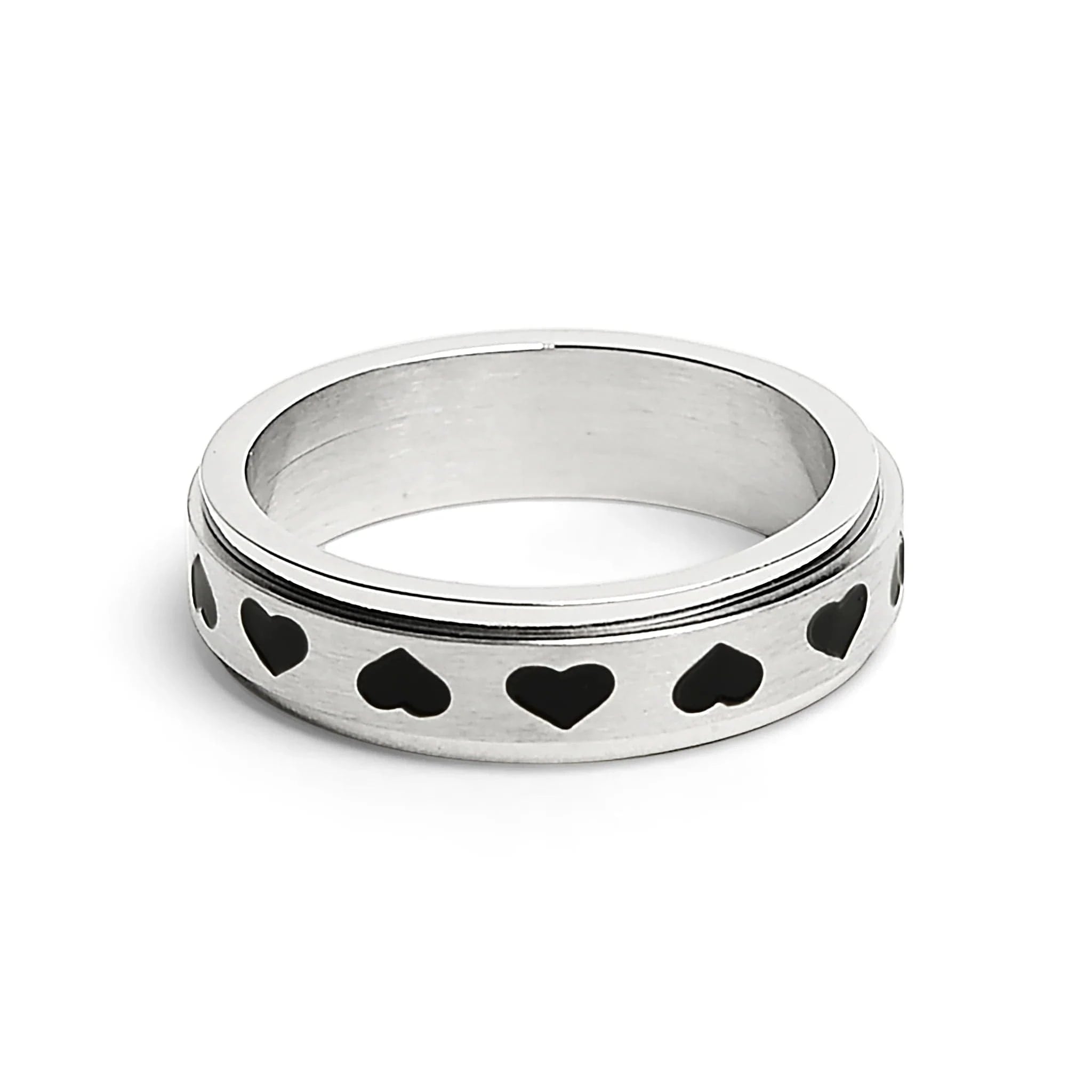 Black Heart Spinner Ring - CinloCo