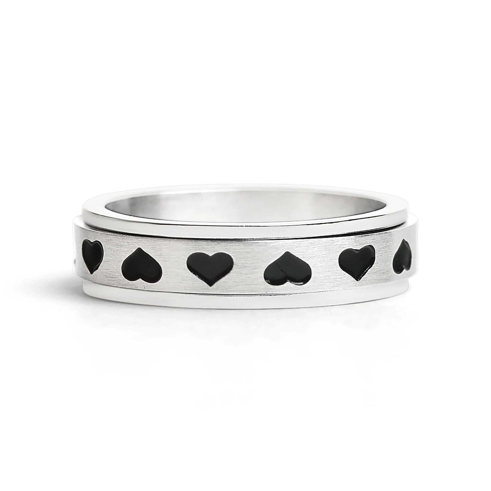 Black Heart Spinner Ring - CinloCo