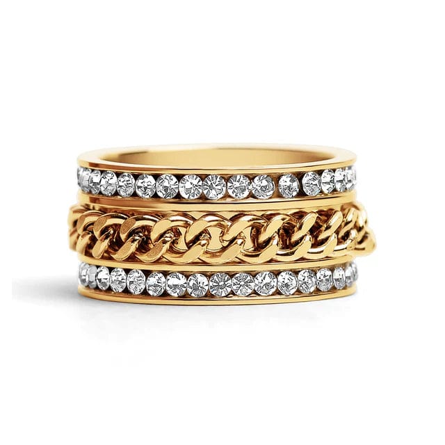 Celia Gold Spinning Chain Ring - CinloCo