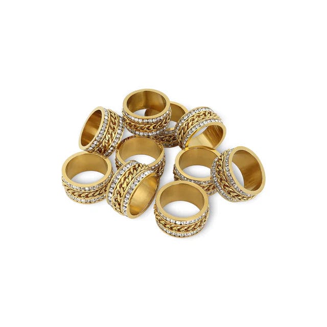 Celia Gold Spinning Chain Ring - CinloCo
