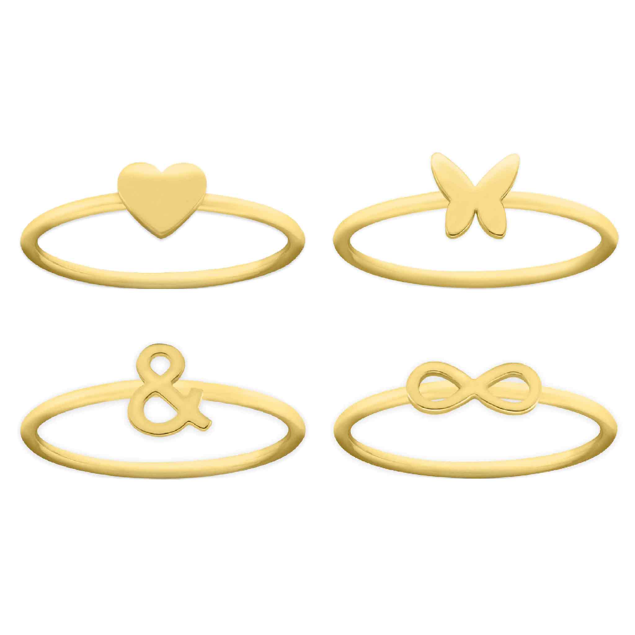 Dainty Love Shape Stackable Rings in Gold - CinloCo