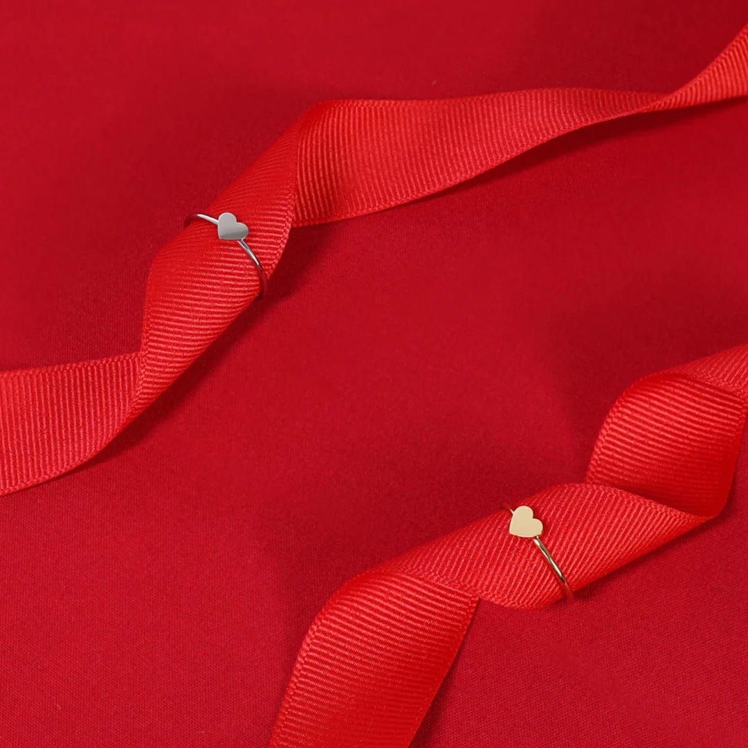 Dainty Love Shape Stackable Rings in Silver - CinloCo