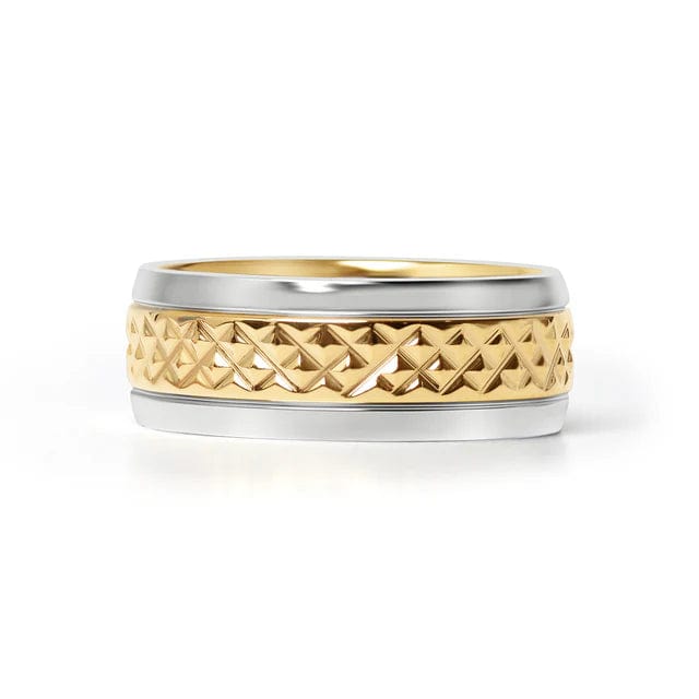 Diamond Pattern Inlay Ring - CinloCo