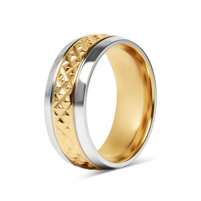 Diamond Pattern Inlay Ring - CinloCo