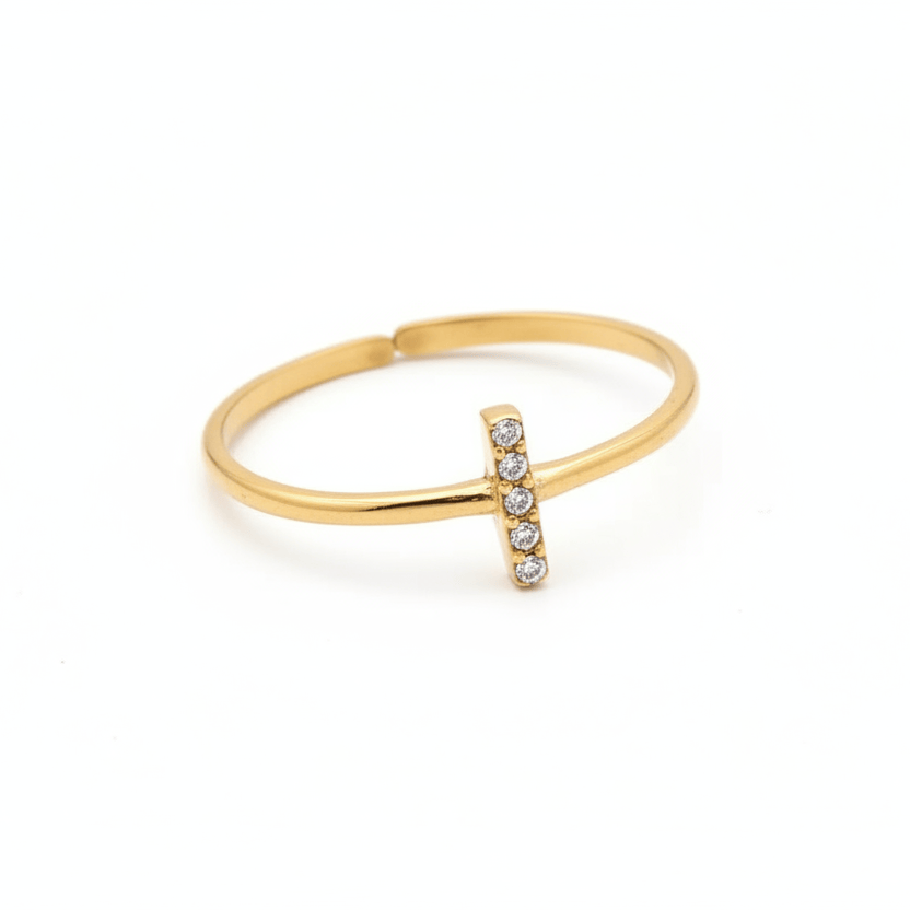 Minimalist Crystal Zircon Bar Ring - CinloCo