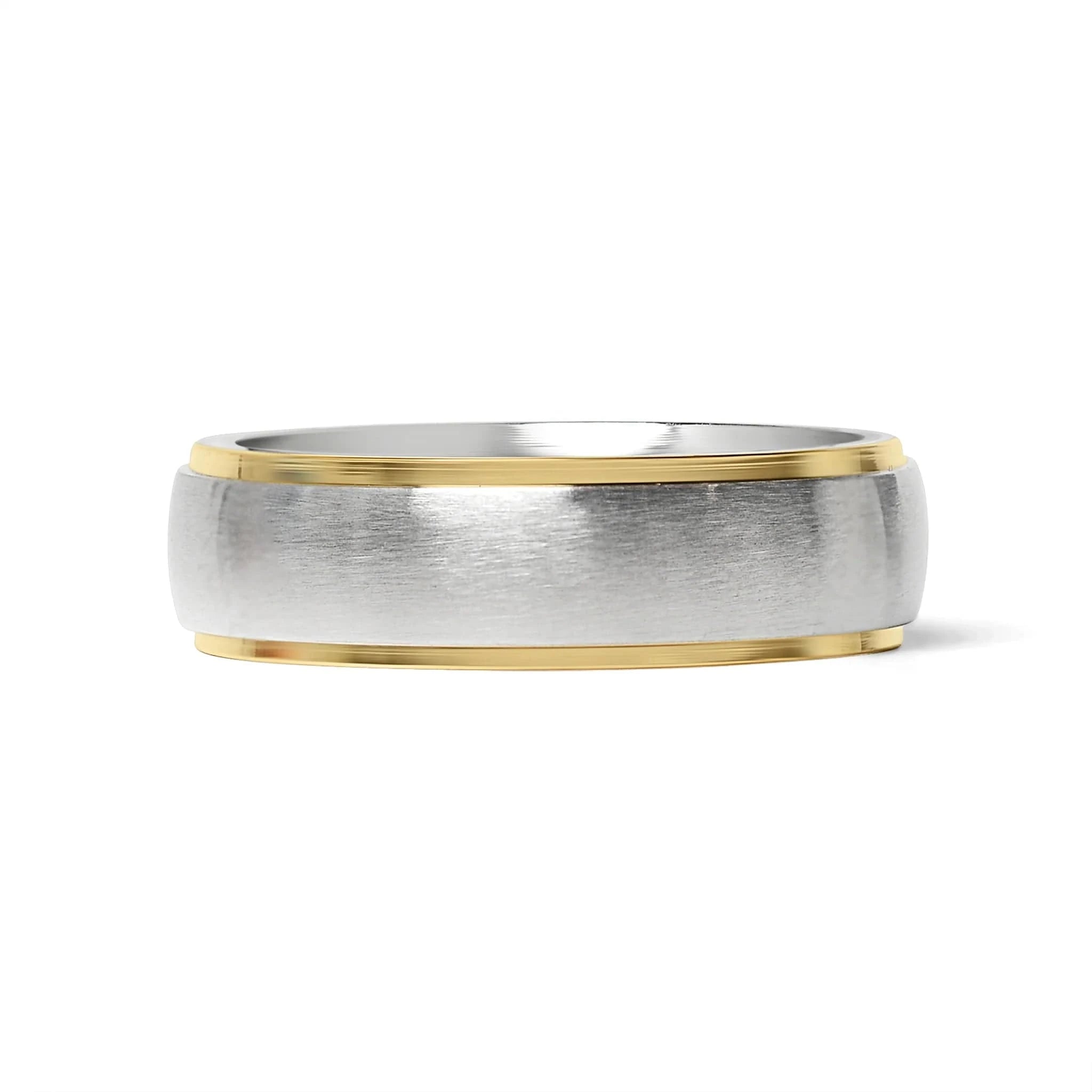 Silver Band with Gold Rim Ring - CinloCo