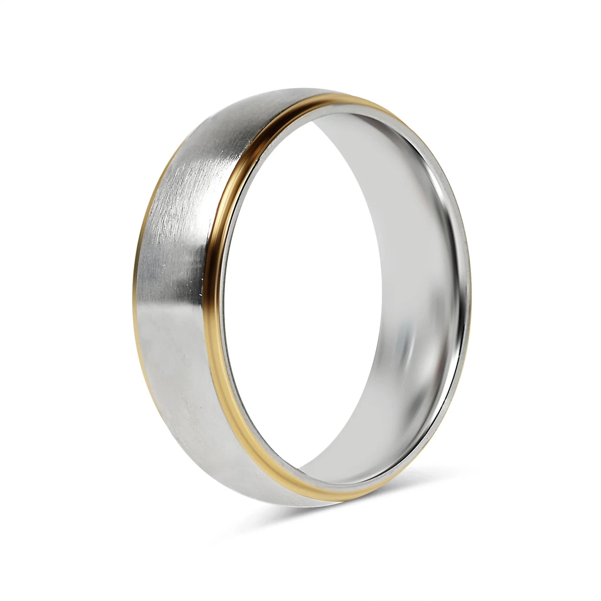 Silver Band with Gold Rim Ring - CinloCo
