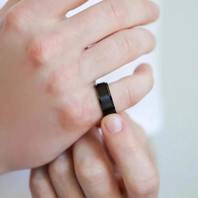 Sleek Black Spinner Ring 8mm
