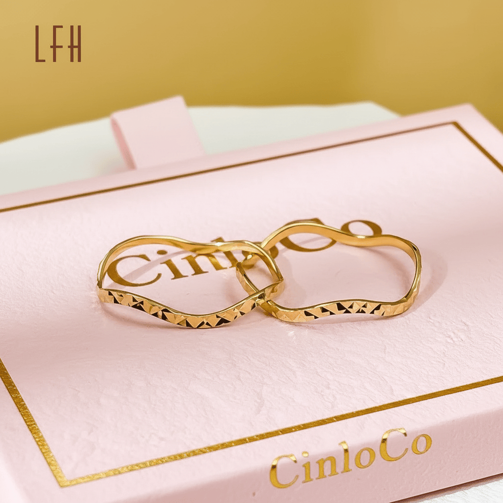 Wavy Diamond Cut Stackable Ring