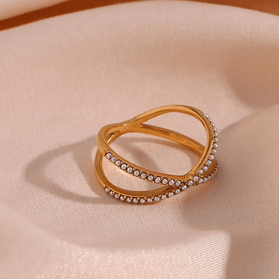X Shape Butterfly Pearl Ring - CinloCo