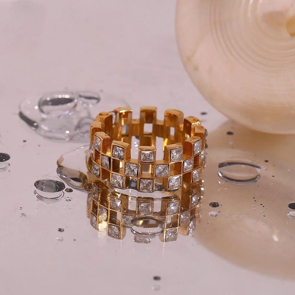 Zircon Checkered Ring - CinloCo