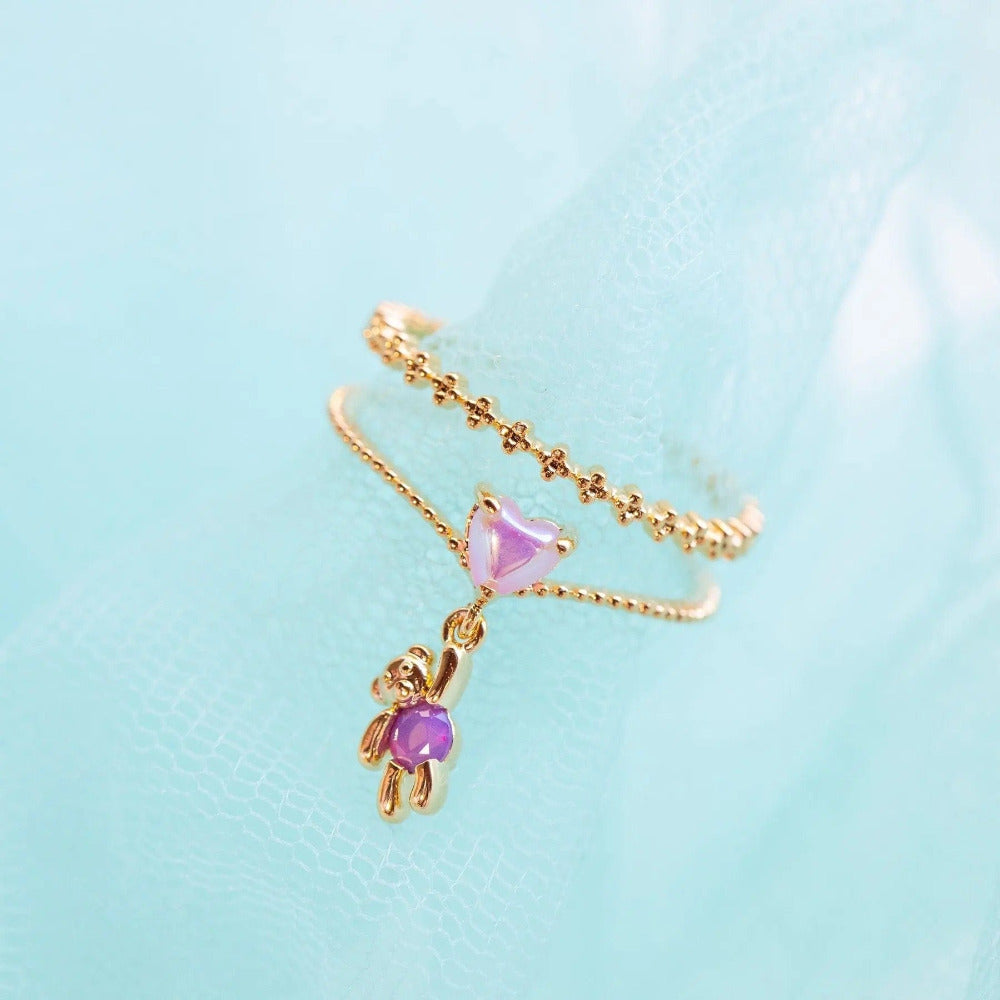 Teddy Bear Double Band Ring - CinloCo