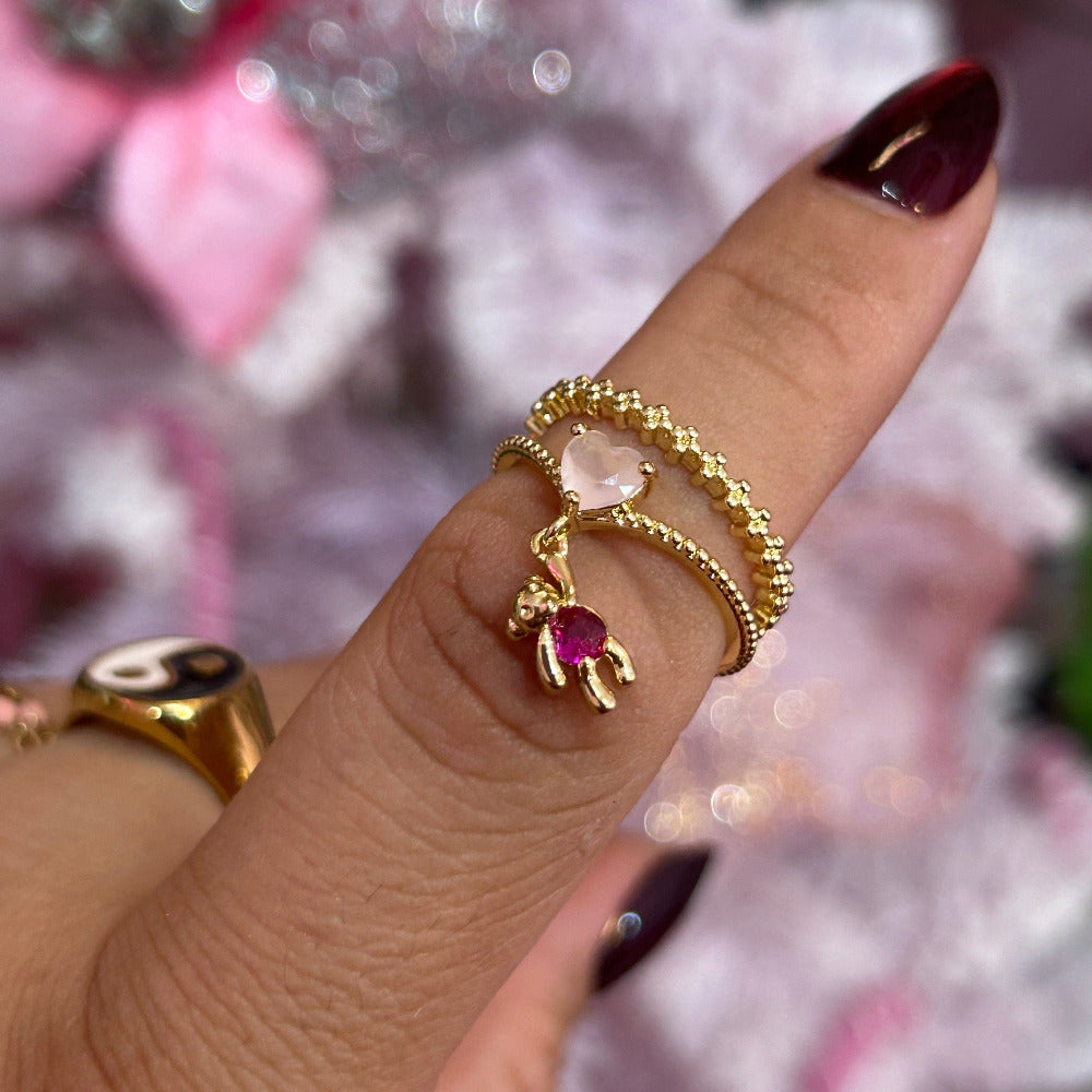 Teddy Bear Double Band Ring - CinloCo