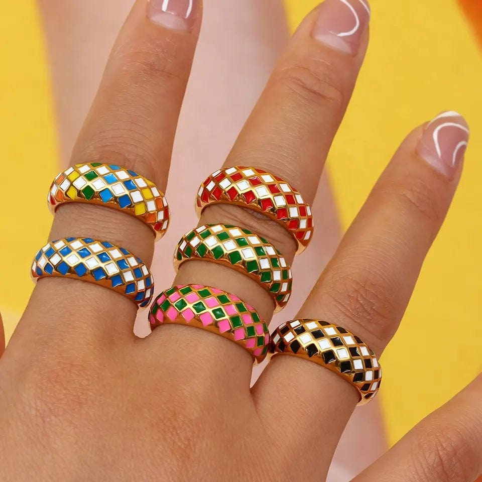 Bold Checkered Ring - CinloCo