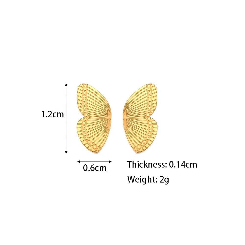 double butterfly wing stud in gold - CinloCo