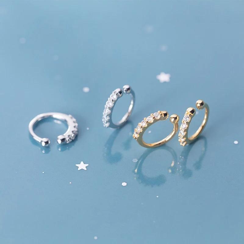 Ear Cuff with Clear Zirconia Sterling Silver-Single - CinloCo