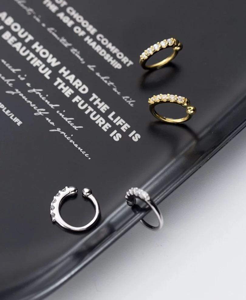 Ear Cuff with Clear Zirconia Sterling Silver-Single - CinloCo