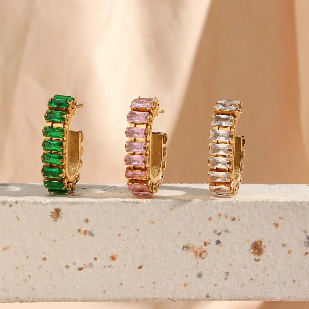 Tennis gold earrings