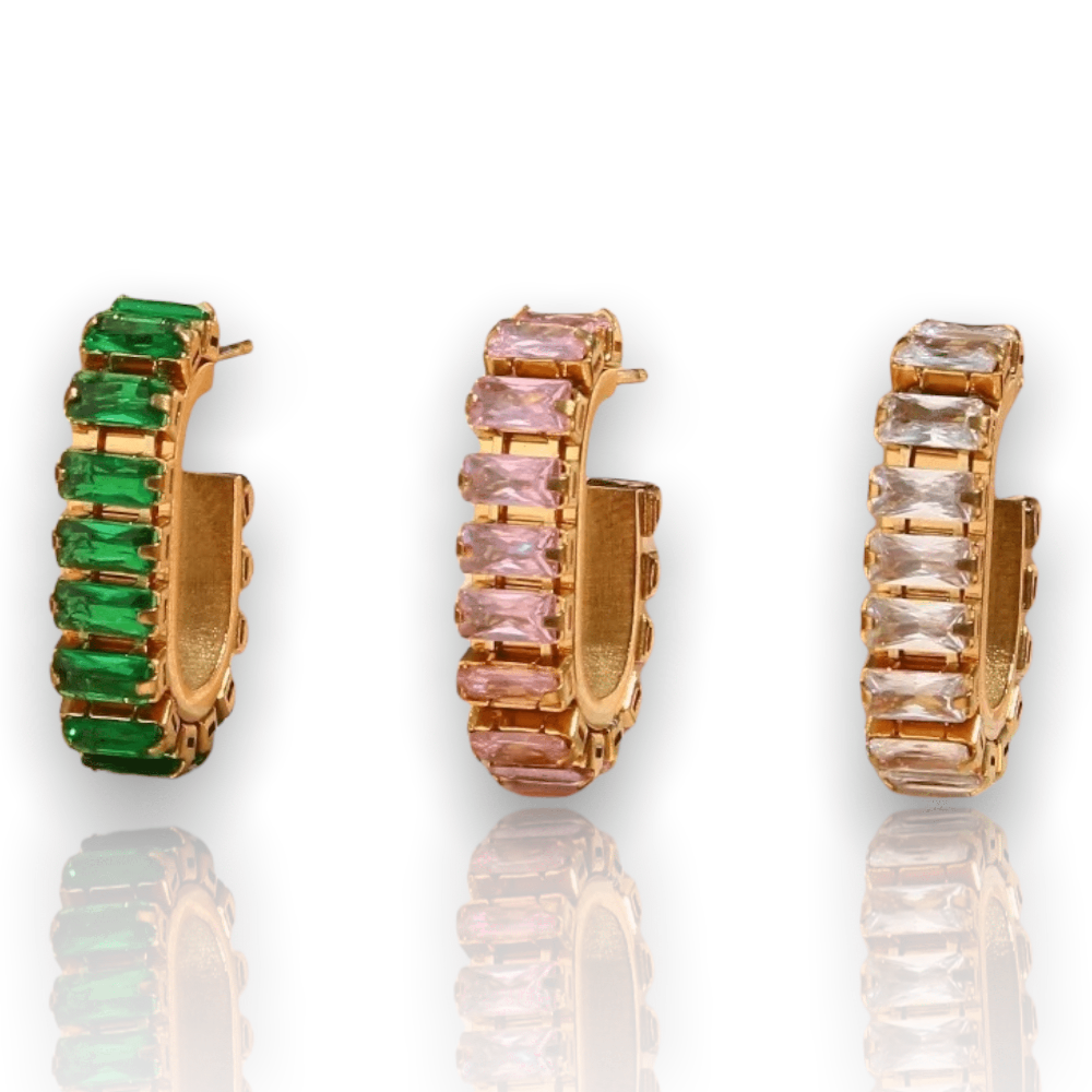 Tennis gold earring