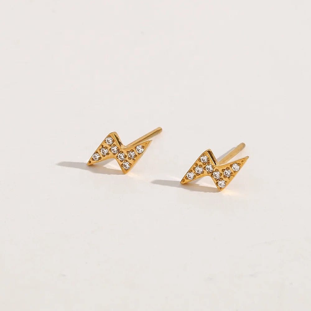 Dainty Lightning Stud Earrings - CinloCo