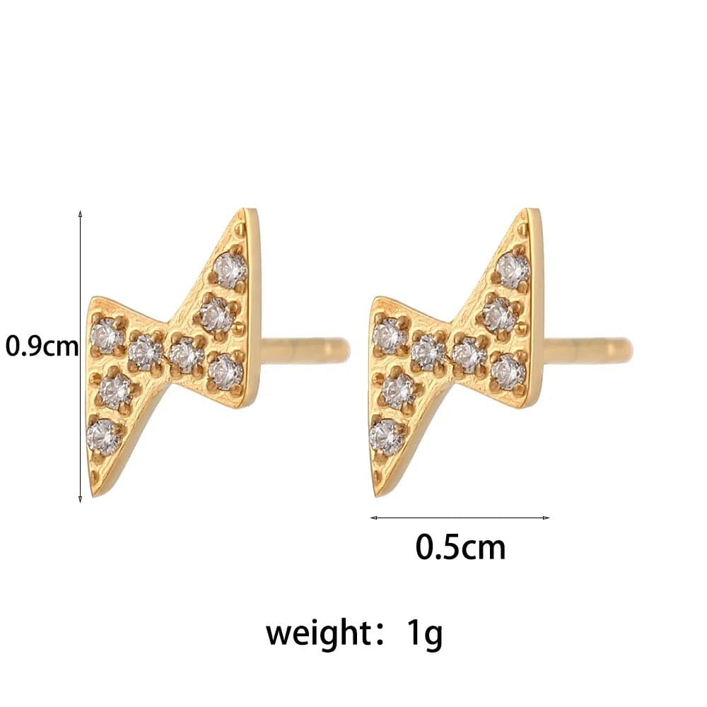 Dainty Lightning Stud Earrings - CinloCo