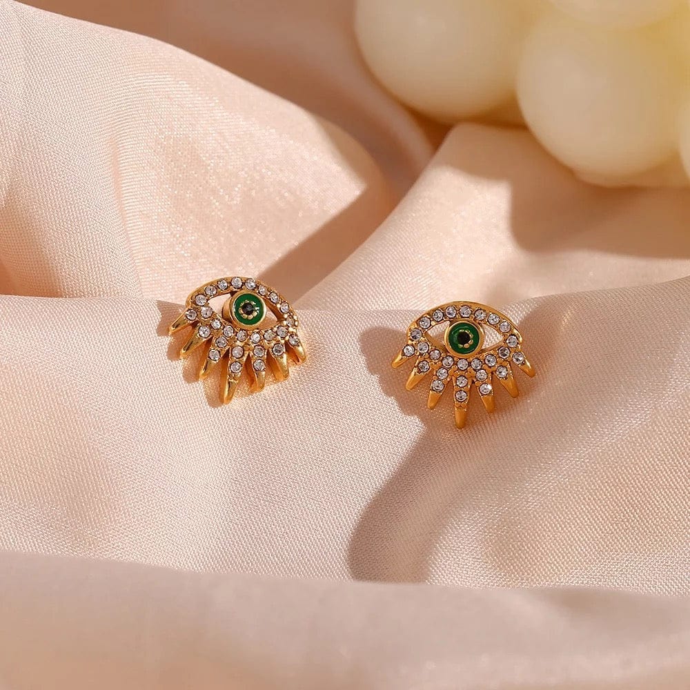 Green Evil Eye Studs - CinloCo