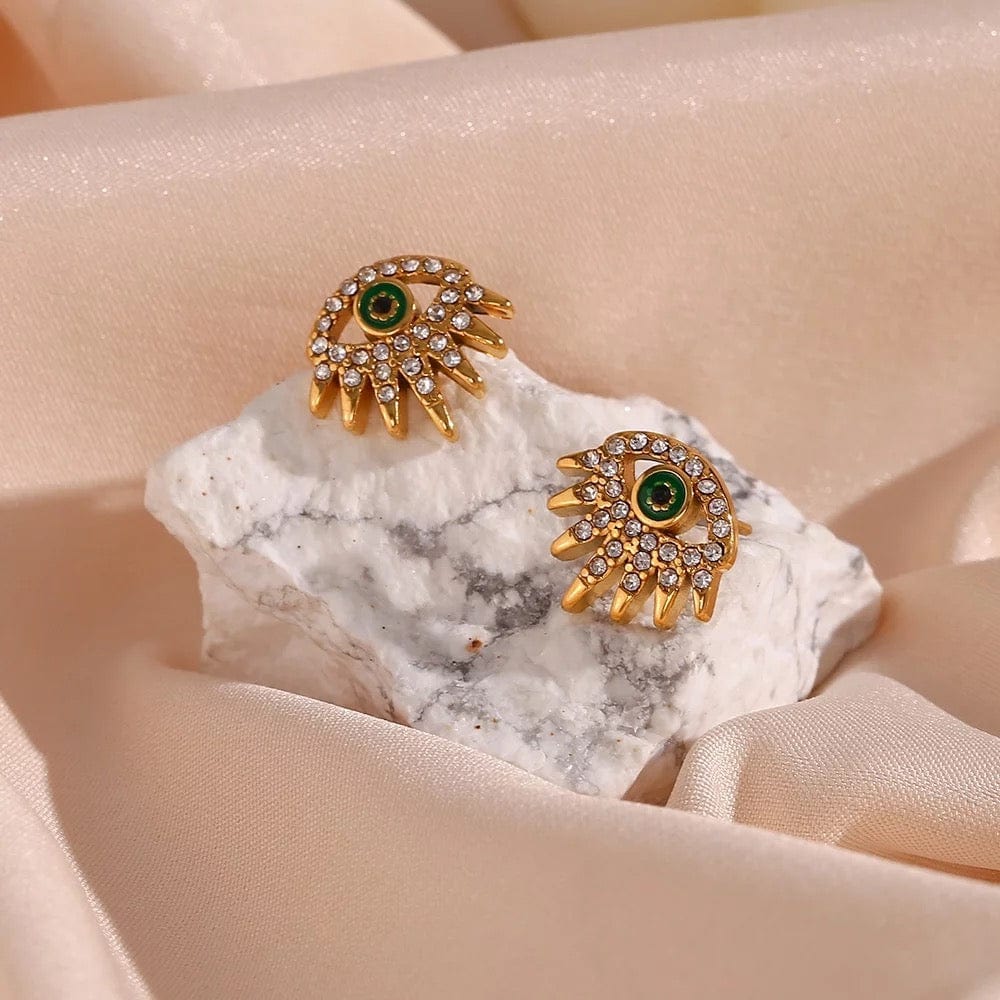 Green Evil Eye Studs - CinloCo