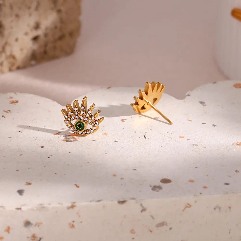 Green Evil Eye Studs - CinloCo
