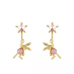 Pink Kangaroo Hanging from a Star Stud Earrings - CinloCo