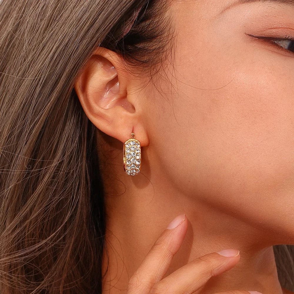 Sofia Emerald and White Bling Hoops - CinloCo