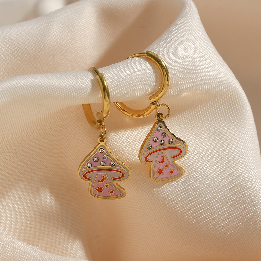 Pink Mushroom Ring & Earrings Set - CinloCo