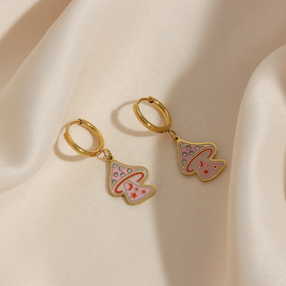 Pink Mushroom Ring & Earrings Set - CinloCo