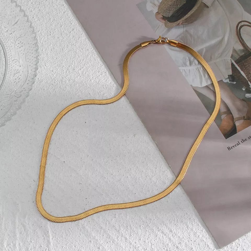 Herringbone Gold Necklace - CinloCo