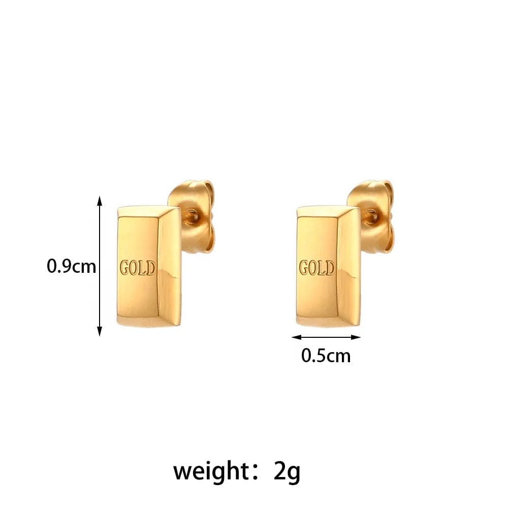 Gold Bar Dainty Stud Earrings - CinloCo